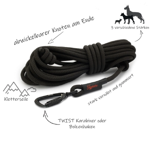 Schleppleine - M/L - 5m - schwarz strong
